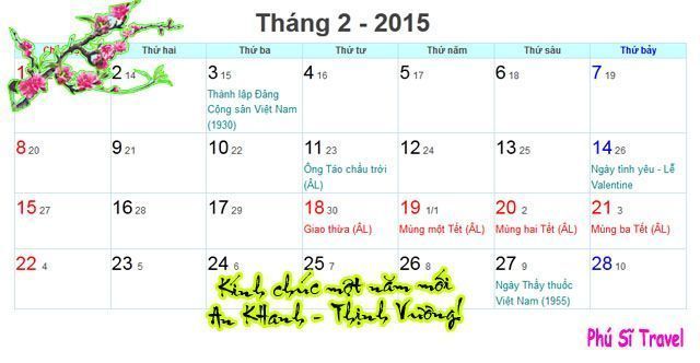 Lịch Tết Năm 2015